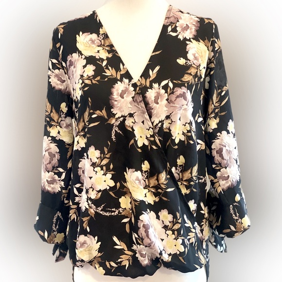 West Kei Tops - Floral print surplice blouse